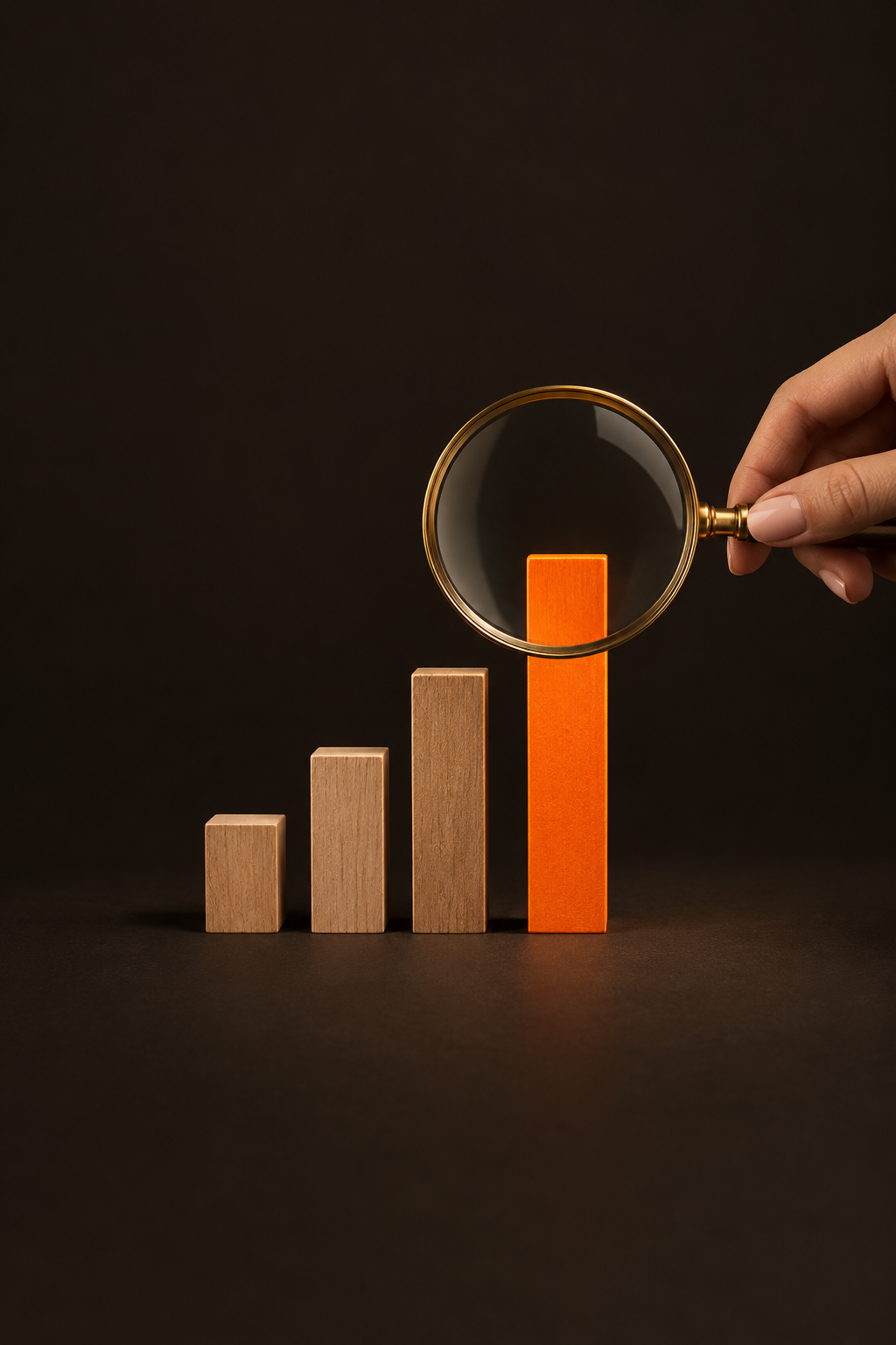 Lupa sobre un gráfico de crecimiento